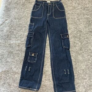 LPA Dark Blue Straight Leg Cargo Jeans Size 24